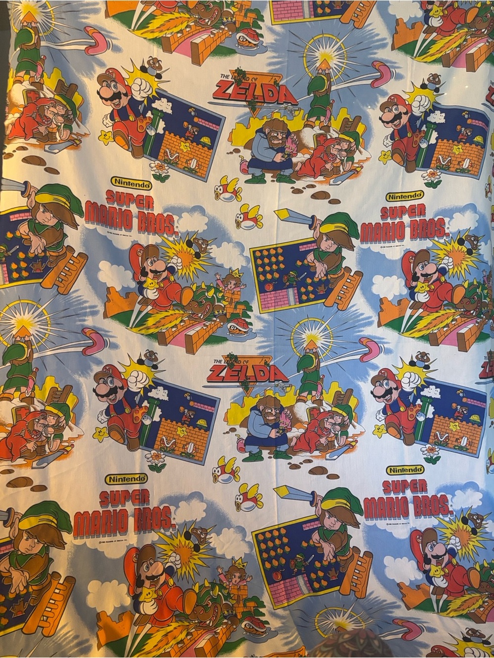 VTG 1988 Nintendo Super Mario Bros. & Zelda Flat Sheet